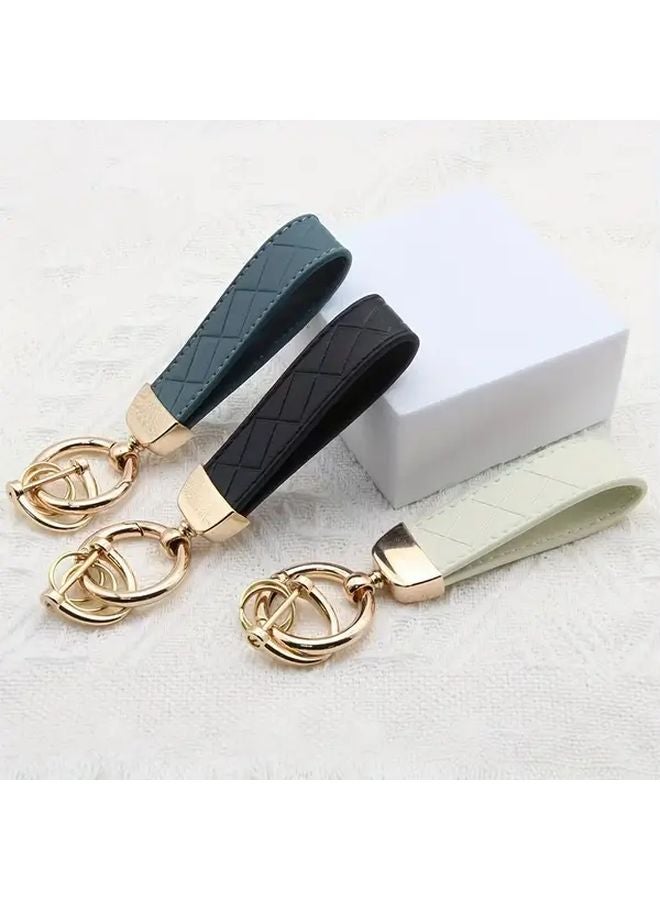 Red PU Leather Car Keychain with Anti Lost D Ring for Men and Women - Image 3